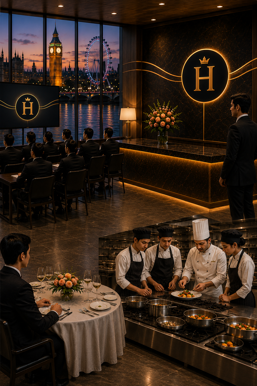Hospera training environment with classroom, service, and culinary practice areas